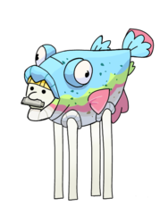 Size: 900x1200 | Tagged: safe, artist:ecolinegd, rainbow trout (g4), earth pony, pony, rainbow roadtrip, animal costume, costume, fish costume, harmonica, long legs, musical instrument, simple background, solo, transparent background, wat