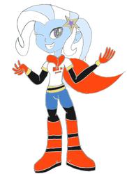 Size: 1280x1760 | Tagged: safe, artist:maceywitchhunter, trixie, equestria girls, g4, clothes, cosplay, costume, female, one eye closed, papyrus (undertale), smiling, the great and powerful papyrus, undertale, wink