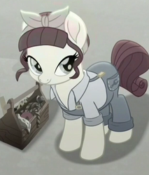 Size: 622x729 | Tagged: safe, screencap, torque wrench, pony, g4, my little pony: rainbow roadtrip, atorqueable, clothes, cropped, cute, female, implied tail hole, solo, toolbox
