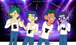 Size: 1227x720 | Tagged: safe, artist:desireesamaniego, flash sentry, micro chips, sandalwood, timber spruce, equestria girls, g4, 1999, backstreet boys, boy band, headset, microphone, reference
