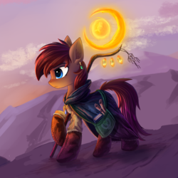 Size: 2000x2000 | Tagged: safe, artist:atlas-66, oc, oc only, oc:atlas66, earth pony, pony, book, boots, clothes, collaboration, ear piercing, earring, fantasy class, high res, jewelry, male, necklace, piercing, rpg, scroll, shoes, solo, staff