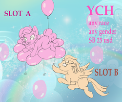 Size: 3000x2500 | Tagged: safe, artist:mdwines, oc, oc only, pony, advertisement, balloon, commission, couple, cute, flying, high res, sketch, sky, solo, ych example, your character here