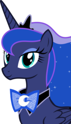 Size: 2480x4320 | Tagged: safe, artist:disneymarvel96, artist:parclytaxel, edit, vector edit, princess luna, alicorn, pony, g4, bowtie, bowties are cool, bust, classy, simple background, smiling, vector, white background