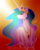 Size: 1300x1630 | Tagged: safe, artist:lucyhako, princess celestia, pony, g4, bust, ethereal mane, eyes closed, female, folded wings, orange background, portrait, signature, simple background, smiling, solo, sunlight, wings