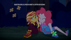 Size: 1366x768 | Tagged: safe, screencap, pinkie pie, sunset shimmer, equestria girls, equestria girls specials, g4, my little pony equestria girls: better together, my little pony equestria girls: sunset's backstage pass, clothes, cute, diapinkes, embarrassed, pajamas, sleeveless