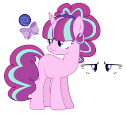 Size: 1280x1152 | Tagged: safe, artist:raflesplatt, oc, oc only, pony, unicorn, female, magical lesbian spawn, mare, offspring, parent:pinkie pie, parent:starlight glimmer, parents:glimmerpie, reference sheet, simple background, solo, transparent background