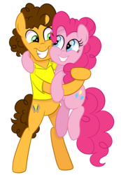 Size: 818x1184 | Tagged: safe, artist:ashidaii, cheese sandwich, pinkie pie, pony, g4, the last laugh, bipedal, female, hug, male, ship:cheesepie, shipping, simple background, straight, transparent background