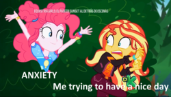 Size: 1366x768 | Tagged: safe, edit, edited screencap, screencap, pinkie pie, sunset shimmer, equestria girls, equestria girls series, g4, sunset's backstage pass!, spoiler:eqg series (season 2), female, geode of empathy, geode of sugar bombs, magical geodes