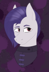 Size: 994x1474 | Tagged: safe, artist:dyonys, derpibooru exclusive, funnel web, pony, g4, abstract background, bust, clothes, goth, male, stallion