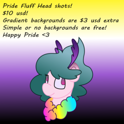 Size: 2000x2000 | Tagged: safe, artist:solardoodles, oc, oc only, oc:eclipsed heart, mothpony, original species, antennae, commission, gradient background, gradient mane, high res, neck fluff, pride, pride flag, pride month, solo, your character here