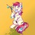 Size: 1080x1080 | Tagged: safe, artist:krisscheen, roseluck, earth pony, pony, g4, student counsel, cute, fail, female, flower, glue, glue bottle, mare, mouth hold, scene interpretation, shrunken pupils, silly, silly pony, solo, stick