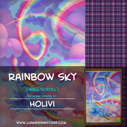 Size: 876x876 | Tagged: safe, artist:holivi, rainbow dash, pony, g4, advertisement, lunarshine, wall scroll, watermark