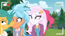 Size: 515x290 | Tagged: safe, screencap, fleur-de-lis, frosty orange, pinkie pie, snails, equestria girls, five lines you need to stand in, g4, my little pony equestria girls: better together, animated, bathroom line, covering crotch, dancing, desperation, fetish fuel, need to pee, omorashi, pinkie being pinkie, potty dance, potty emergency, potty time, shaking, wide eyes