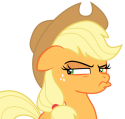 Size: 4006x3815 | Tagged: safe, artist:sketchmcreations, applejack, earth pony, pony, g4, going to seed, applejack is not amused, female, floppy ears, grumpy, mare, pouting, simple background, solo, transparent background, unamused, unhapplejack, vector