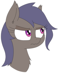 Size: 1754x2198 | Tagged: safe, artist:wafflecakes, oc, oc only, oc:night skies, bat pony, pony, angry, bust, simple background, solo, transparent background