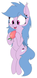 Size: 1859x3948 | Tagged: safe, artist:wafflecakes, oc, oc only, oc:fruit hulu, bat pony, pony, bat pony oc, fruit, happy, simple background, solo, transparent background