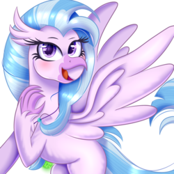 Size: 2000x2000 | Tagged: safe, artist:redheartponiesfan, silverstream, classical hippogriff, hippogriff, g4, female, high res, open mouth, simple background, solo, spread wings, transparent background, wings