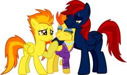 Size: 8019x4721 | Tagged: safe, artist:tales-fables, spitfire, stormy flare, oc, oc:tomcat, pegasus, pony, g4, absurd resolution, male, show accurate, simple background, stallion, transparent background