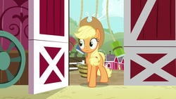Size: 1920x1080 | Tagged: safe, screencap, applejack, earth pony, pony, g4, going to seed, can, female, mare, solo