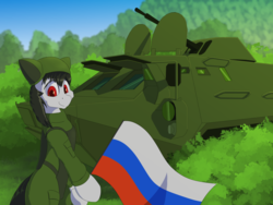 Size: 3200x2400 | Tagged: safe, artist:coreboot, oc, oc:commissar junior, pony, btr-60, cyrillic, flag, high res, military uniform, russia, russian
