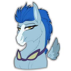 Size: 512x512 | Tagged: safe, artist:inisealga, nightshade, pegasus, pony, g4, blaze (coat marking), bust, coat markings, facial markings, female, floating wings, goggles, lidded eyes, looking at you, mare, missing accessory, simple background, smiling, smirk, solo, sticker, transparent background, wings