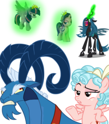 Size: 1500x1700 | Tagged: artist needed, safe, artist:seahawk270, cozy glow, grogar, queen chrysalis, starlight glimmer, twilight sparkle, changeling, changeling queen, g4, angry, cozy glow is not amused, female, foal, ram, toy, vector