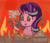 Size: 2189x1863 | Tagged: safe, artist:artiks, starlight glimmer, pony, unicorn, g4, burning, dialogue, female, fire, giant pony, giant starlight glimmer, giantess, implied spike, macro, mare, ponyville, solo, some mares just want to watch the world burn, xk-class end-of-the-world scenario