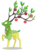 Size: 4145x5771 | Tagged: safe, alternate version, artist:dragonchaser123, the great seedling, deer, dryad, elk, g4, going to seed, my little pony: friendship is magic, alternate color palette, apple, branches for antlers, eyes closed, flower, food, male, raised hoof, simple background, solo, summer, transparent background, vector