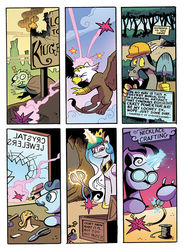 Size: 768x1024 | Tagged: safe, artist:andypriceart, official comic, discord, princess celestia, alicorn, griffon, pony, unicorn, g4, idw, spoiler:comic, spoiler:comic78, background pony, comic, female, goggles, jewelry, klugetown, klugetowner, magic, male, mare, necklace, preview, shooting star, stallion, telekinesis, unnamed character, unnamed griffon, unnamed klugetowner, unnamed pony