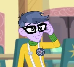 Size: 334x306 | Tagged: safe, screencap, microchips, best trends forever, equestria girls, equestria girls series, g4, best trends forever: twilight sparkle, clothes, cropped, glasses, male