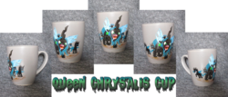 Size: 4577x1953 | Tagged: safe, artist:malte279, queen chrysalis, changeling, changeling queen, g4, collage, craft, cup, fangs, female, furious, porcelain painting