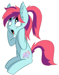 Size: 795x1000 | Tagged: source needed, safe, artist:exvius, oc, oc only, oc:taffy swirl, pony, cute, female, gasp, simple background, solo, transparent background