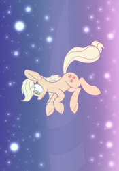 Size: 1400x2000 | Tagged: safe, artist:heir-of-rick, applejack, earth pony, pony, g4, female, floating, freckles, hidden cane, mare, missing accessory, solo, space
