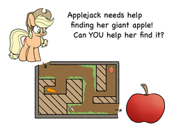Size: 2400x1800 | Tagged: safe, artist:heir-of-rick, applejack, earth pony, pony, daily apple pony, g4, apple, cane, carrot, comic sans, derail in the comments, female, food, hidden cane, mare, maze, solo, strawberry