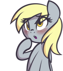 Size: 1019x1154 | Tagged: safe, artist:furrgroup, derpy hooves, pegasus, pony, g4, blushing, cute, derpabetes, eye clipping through hair, female, mare, open mouth, simple background, solo, white background