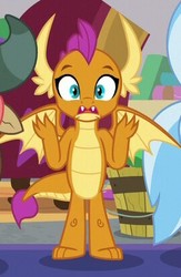 Size: 270x413 | Tagged: safe, screencap, smolder, dragon, g4, the hearth's warming club, bucket, claws, cropped, dragoness, fangs, female, horns, open mouth, shocked, shrunken pupils, solo, solo focus, spread wings, toes, wide eyes, wings