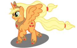 Size: 1920x1200 | Tagged: safe, artist:mattbas, applejack, alicorn, pony, g4, alicornified, applecorn, beautiful, crown, female, hoof shoes, jewelry, mare, older, older applejack, princess, princess applejack, race swap, regalia, simple background, solo, transparent background, vector, walking, windswept mane, wings