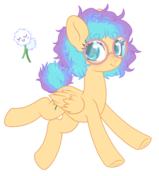 Size: 1764x1959 | Tagged: safe, artist:hawthornss, oc, oc only, oc:dandelion sea, pegasus, pony, blushing, cute, female, glasses, looking at you, magical lesbian spawn, mare, messy mane, offspring, parent:fluttershy, parent:starlight glimmer, parents:glimmershy, underhoof
