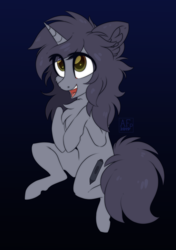 Size: 2737x3894 | Tagged: safe, artist:airfly-pony, oc, oc only, oc:kate, pony, rcf community, cheek fluff, chest fluff, chibi, ear fluff, high res, present, solo