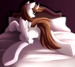 Size: 4302x3857 | Tagged: safe, artist:airiniblock, oc, oc only, oc:amber, alicorn, pony, rcf community, absurd resolution, alicorn oc, black sclera, butt, commission, featureless crotch, female, looking back, mare, plot, solo