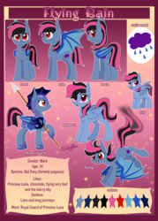 Size: 1000x1400 | Tagged: safe, artist:unisoleil, oc, oc only, oc:flying rain, bat pony, pony, armor, female, filly, mare, night guard armor, reference sheet, solo, spear, weapon