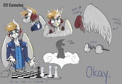 Size: 1082x750 | Tagged: safe, artist:oughta, oc, oc only, pegasus, anthro, concept art, glasses, male, price of beauty