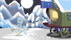 Size: 1280x720 | Tagged: safe, artist:evil-dec0y, oc, oc:ghost, earth pony, pony, comic:trixie vs., comic:trixie vs. hearth's warming, comic, trixie's wagon