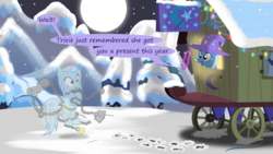 Size: 1280x720 | Tagged: safe, artist:evil-dec0y, trixie, oc, oc:ghost, earth pony, pony, unicorn, comic:trixie vs., comic:trixie vs. hearth's warming, g4, comic, trixie's wagon