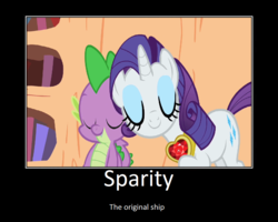 Size: 1073x860 | Tagged: safe, artist:thejboy88, edit, edited screencap, screencap, rarity, spike, g4, secret of my excess, demotivational poster, female, fire ruby, gem, male, meme, ruby, ship:sparity, shipping, straight