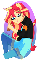 Size: 2248x3464 | Tagged: safe, artist:xan-gelx, sunset shimmer, equestria girls, g4, bread, eat, eating, female, food, high res, solo