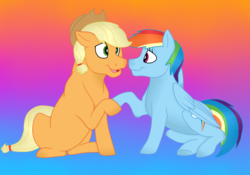 Size: 2844x1996 | Tagged: safe, artist:lightningbolt39, applejack, rainbow dash, pony, g4, female, lesbian, ship:appledash, shipping