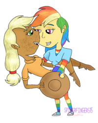 Size: 400x501 | Tagged: safe, artist:spiderfingers15, applejack, rainbow dash, human, g4, converse, dark skin, female, humanized, lesbian, ship:appledash, shipping, shoes