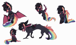 Size: 5110x3003 | Tagged: safe, artist:php146, oc, oc only, oc:ayaka, bat pony, draconequus, pegasus, pony, alternate design, eye clipping through hair, female, mare, simple background, sketch, sketch dump, solo, white background