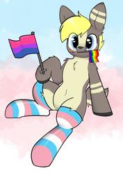 Size: 2184x3084 | Tagged: safe, artist:itsmeelement, oc, oc only, oc:canvas, deer, pony, abstract background, belly, belly button, bisexual pride flag, clothes, cute, female, flag, fluffy, gay pride flag, high res, mare, pride, pride flag, pride socks, socks, solo, striped socks, trans female, transgender, transgender pride flag